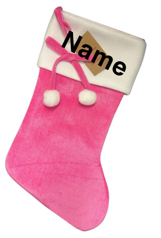 Deluxe personalised Hot Pink Pom Pom Stocking 40cm X 25cm